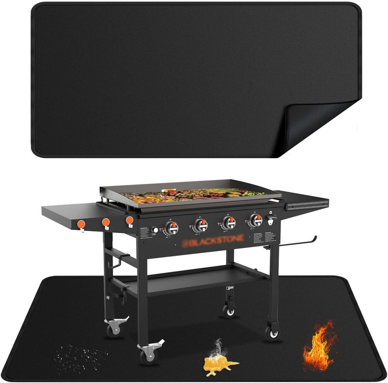 rumlick 79x39 inches Large Under Grill Mats for Blackstone, Double-Sided Fireproof Outdoor Grill Protective Mat, Oilproof Waterproof BBQ Fire Pit Fireplace Mat - Image 1